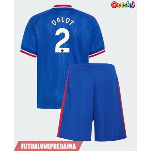 Lacne Dětský Futbalové dres Manchester United Diogo Dalot #2 2026-27 Krátky Rukáv - Preč (+ trenírky)